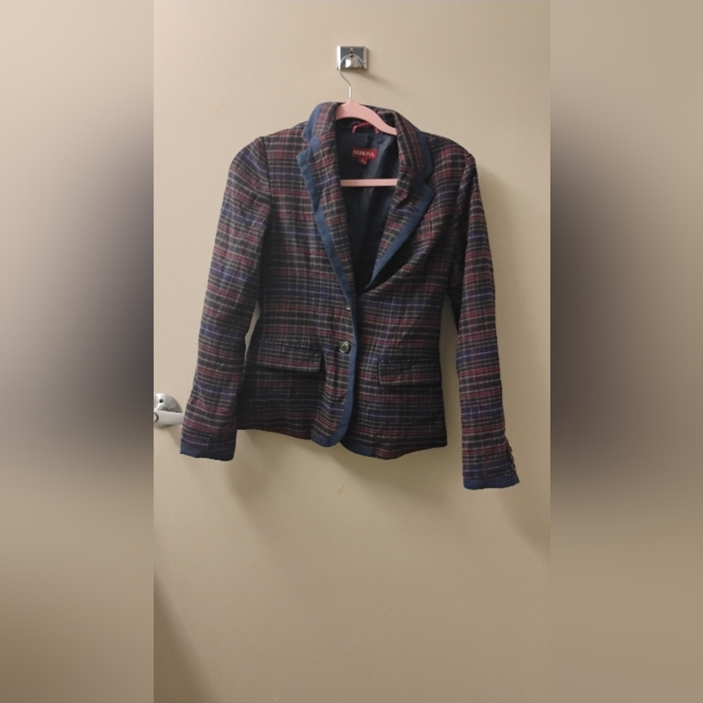 Merona Women's Buttoned Plaid Blazer Sz 2